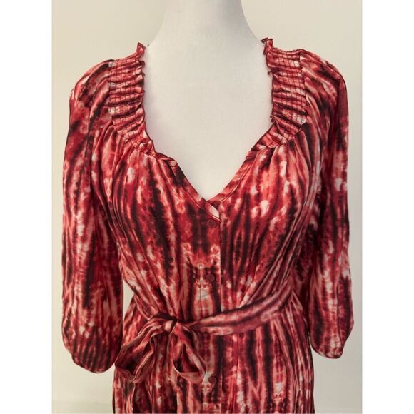 New Smocked Peasant Dress Tie Dye Waist Belt - Picture 3 of 5